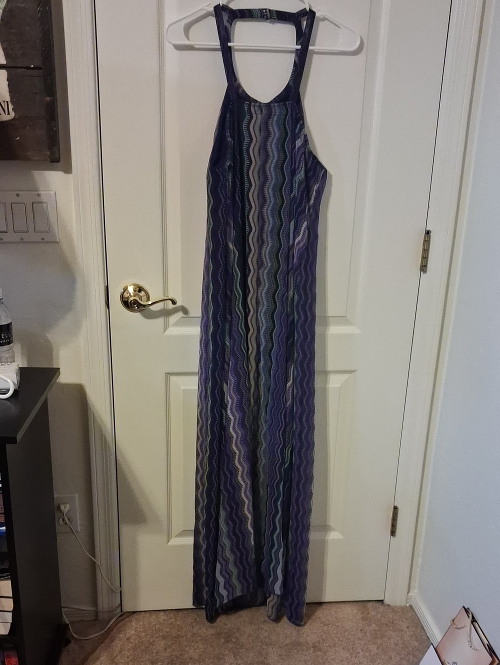 Weavers Purple Chevron Halter Maxi Dress - Size L
